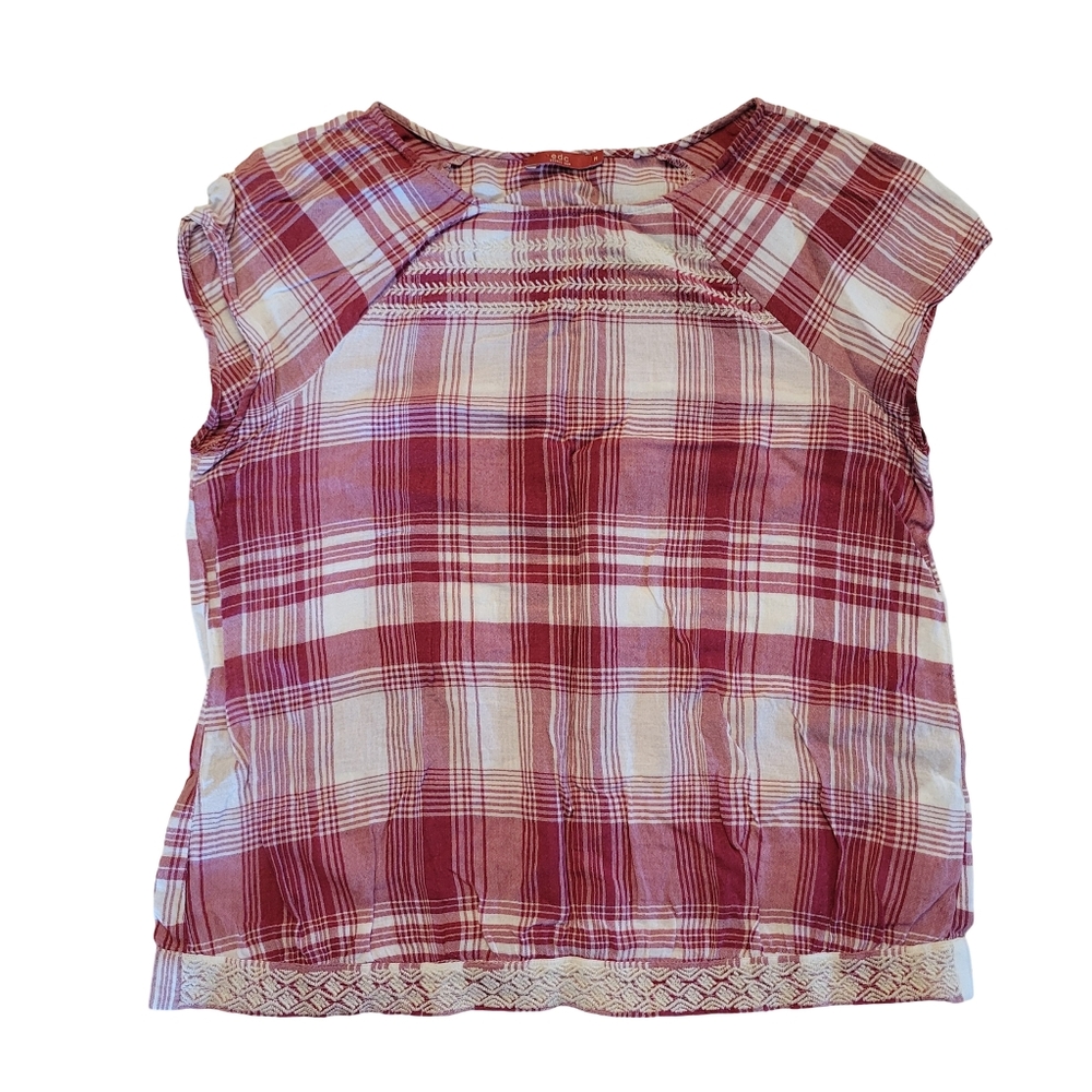 EDC Plaid Red Check hobo Top blouse gypsy Top med
